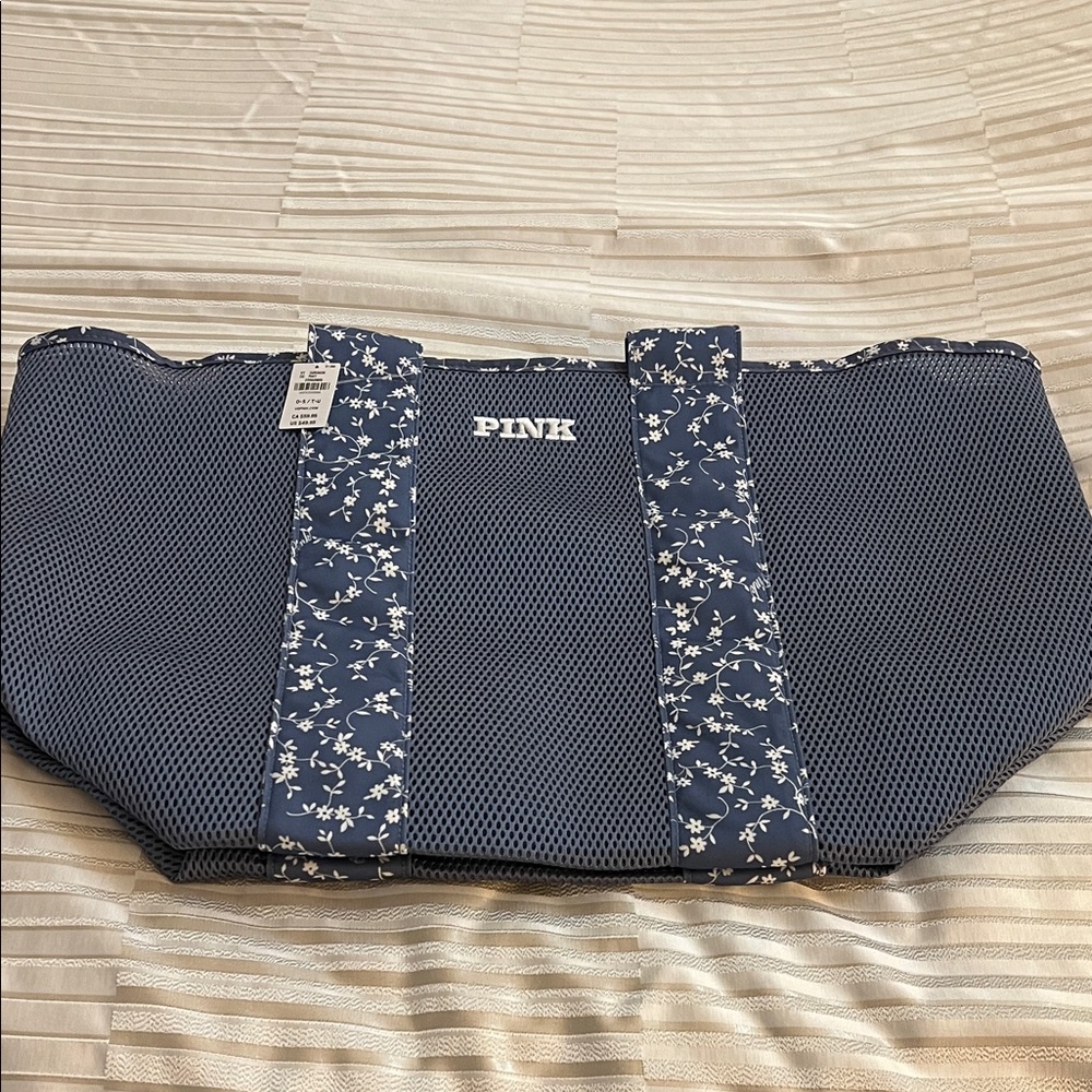 PINK Victoria's Secret Navy and White Floral Tote